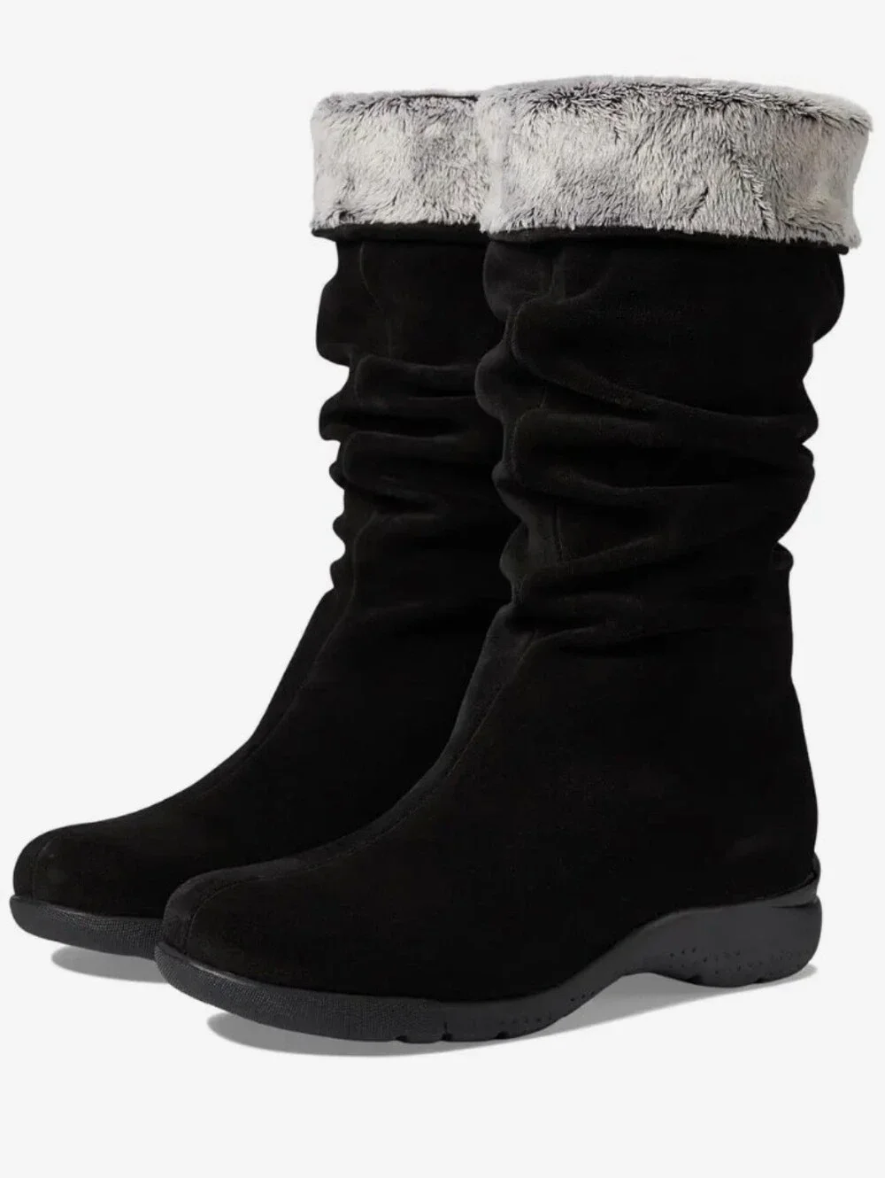 La Canadienne Trevis Black Suede Fur Lined Tall Winter Boots, Size 9, Waterproof